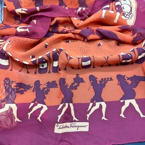 Salvatore Ferragamo Vintage Sheer Silk Scarf 26x26”